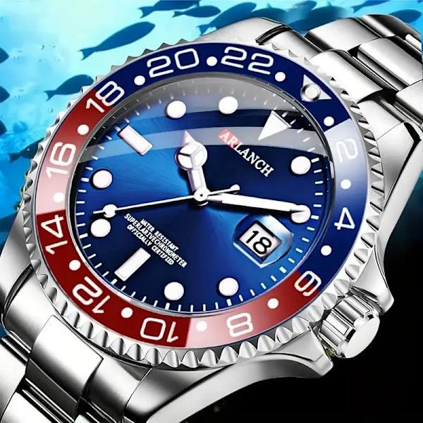 Klassisk watch Quartz Green Ghost Diver Series Rostfritt stål Vattentät kalenderklocka Business Luxury Watch Reloj Hombre 305C1