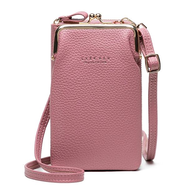 Mode Kvinnor Mini Crossbody-väska & handväskklämmor Telefonpaket Kvinnlig Clutch-plånbok Damer Liten handväska Pu-läder Axelväskor Dk Pink