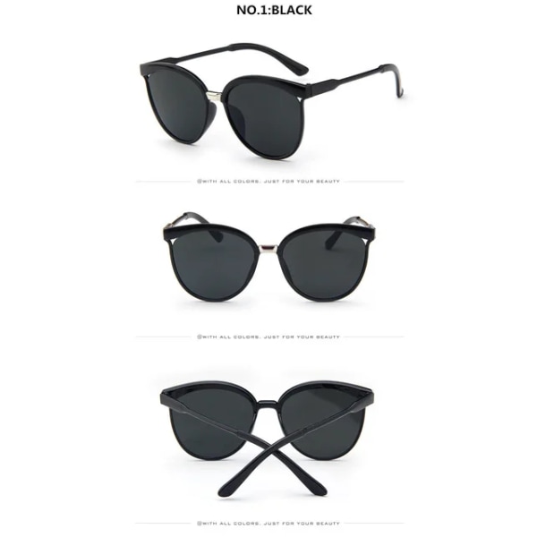 Cat Eye Brand Designer Solglasögon Dam Lyxiga Plast Solglasögon Klassiska Retro Outdoor Glasögon Oculos De Sol Gafas C1 Black