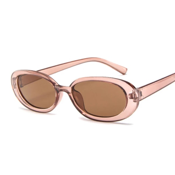 Sunmmer Candy Color Oval Solglasögon Kvinna Design Vintage Retro Solglasögon Kvinna Transparent Färgglada Glasögon Oculos De Sol Champagne