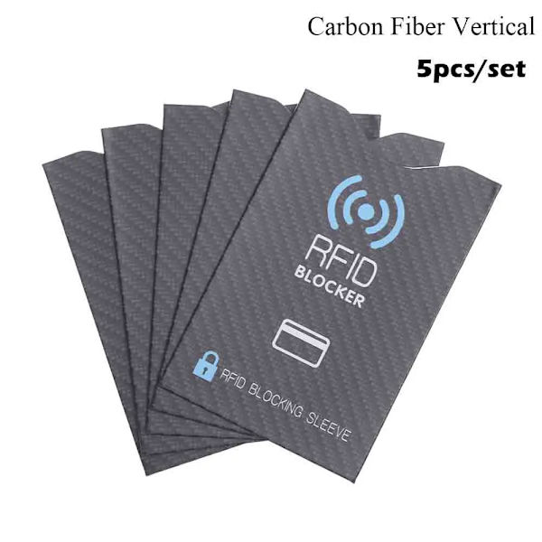 5 st Ny stöldskydd för RFID-kreditkortsskydd Blockerande korthållare ärm Hudfodral Case Case Vertical Carbon