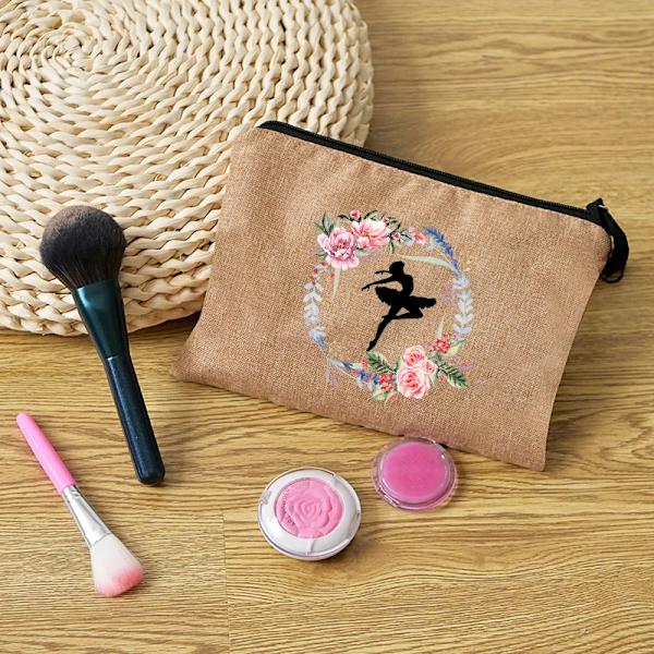 Tjejsminkväska print Klassisk organizer Festtoalettsaker Linne Dragkedja Organizer Tote Förvaringspåse Present 4Ballet006