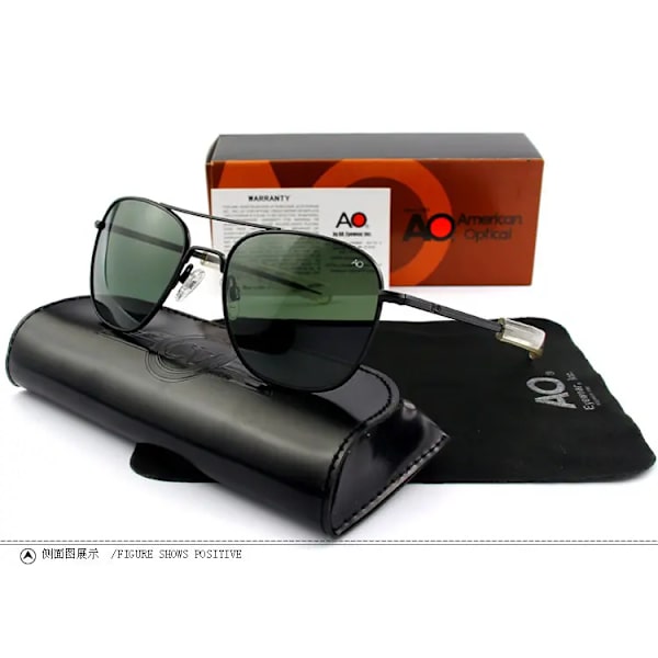 Aviation Solglasögon Män Kvinnor Utomhus körglasögon pilot American Army Military Optical AO Solglasögon glasögon Oculos de sol black-green Original Box