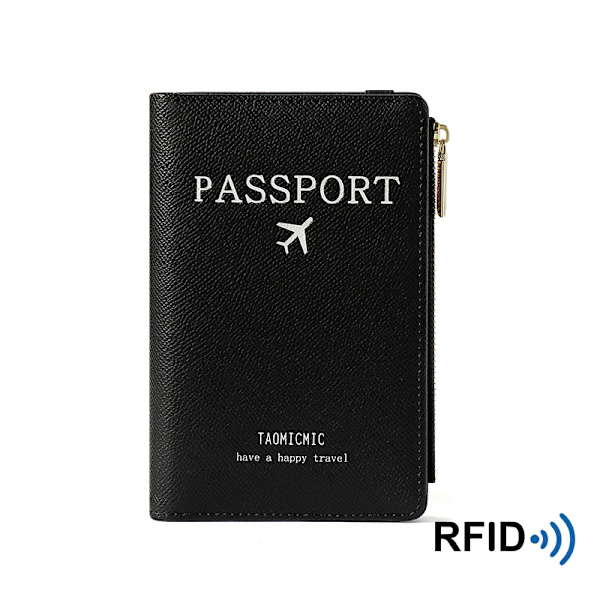 Band PU Läder Cover RFID-blockering för kort Resepasshållare Plånbok Organizer Herr Kvinnor Case Black