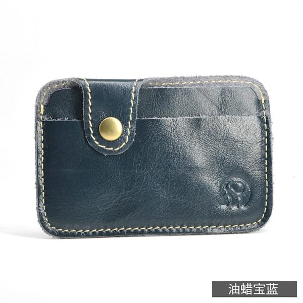 Retro läderkredit Business Minikortplånbok 2023 Bekväm man Kvinnor Smart Wallet Visitkortshållare Kontantplånbok Case Blue