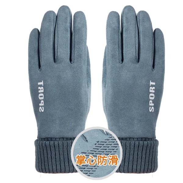 Thermal vinter Damhandskar Herr Cykelcykelhandskar Handvärmare Fleecefodrade Guantes Helfingervantar Pekskärm Vattentät Style3 Blue