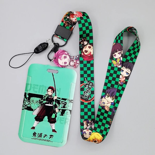 1 Set Demon Slayer Anime Kortfodral Kort Nyckel Lanyard Cosplay Badge ID-kort Hållare Halsband Nyckelringar Kamado Nezuko GMP-J