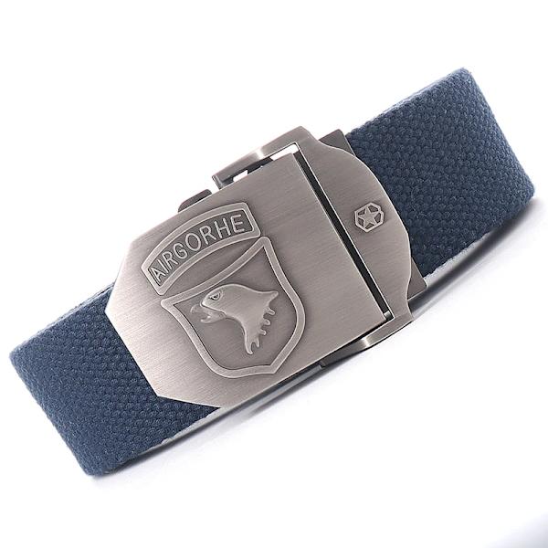 Canvas militärt taktiskt bälte män Hög kvalitet brett metall slät spänne bälte Byxor Tillbehör Ny unisex utomhusträningsbälte Blue belt 110cm