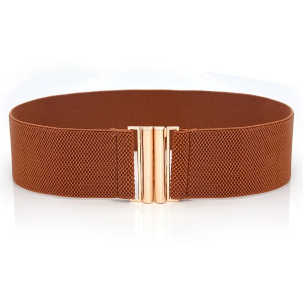 Brett resårbälte Enfärgad korsettbälte Metallspänne Dammode Cummerband Stretch Cinch midjeband Dam midjebälte style 2-camel One Size