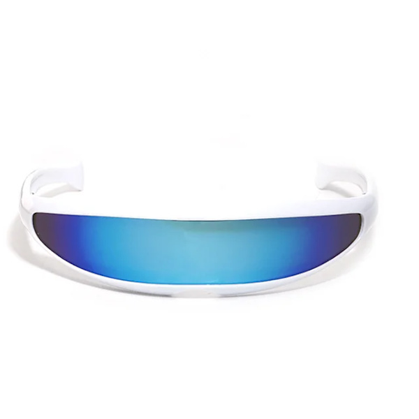 Futuristic Narrow Cyclops Visir Solglasögon Laser Glasögon UV400 Personlighet Spegellins Kostym Glasögon Glasögon Herrglasögon White-Blue Silver-A