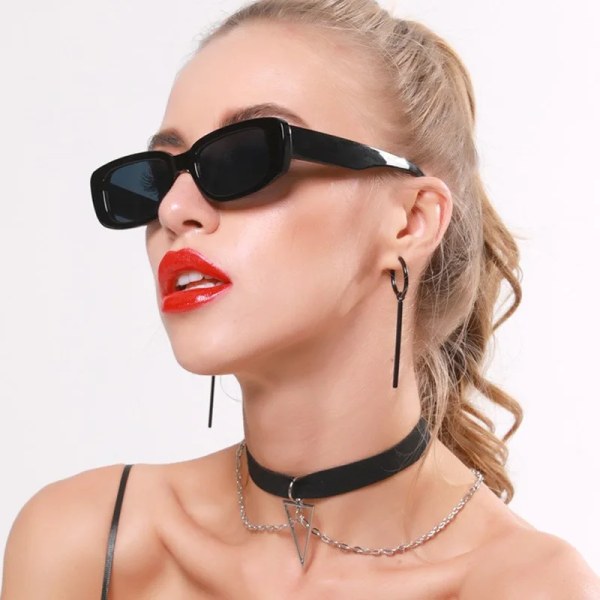 Nya retro små solglasögon herr- och dammode Trendigt vintage Populär fyrkantig ram rektangulära solglasögon UV-skydd C2 as pic
