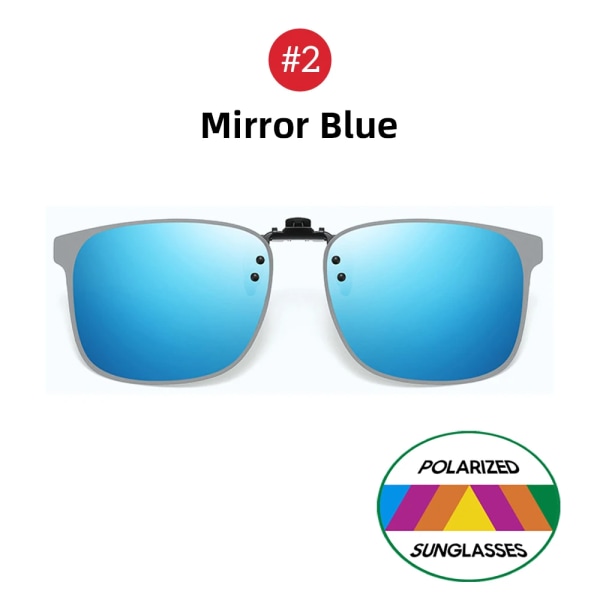 VIVIBEE Polarized Clip-on Flip Up båglösa solglasögon för receptbelagda anti-reflex nattkörningsglasögon UV-skyddsglasögon 2 Mirror Blue with case