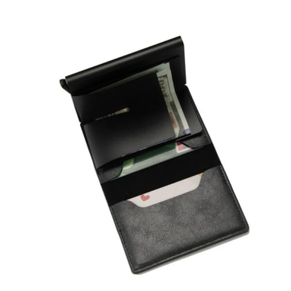 2022 Kreditkortshållare Plånbok Herr Kvinnor RFID Aluminium Bankkorthållare Case Vintage Läderplånbok med Pengaklämmor black 1
