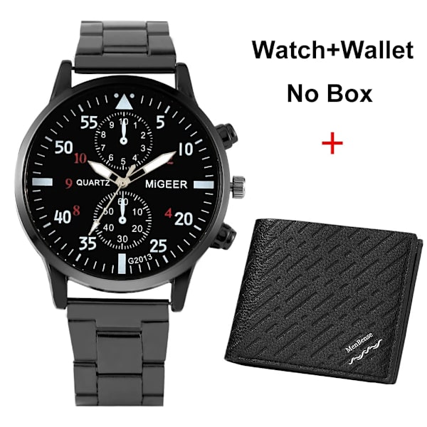 Casual watch och plånbok Set Top Brand Luxury Business Quartz Armbandsur Herr Originalpresenter till pojkvän Regalos Para Hombre Watch-Wallet 01