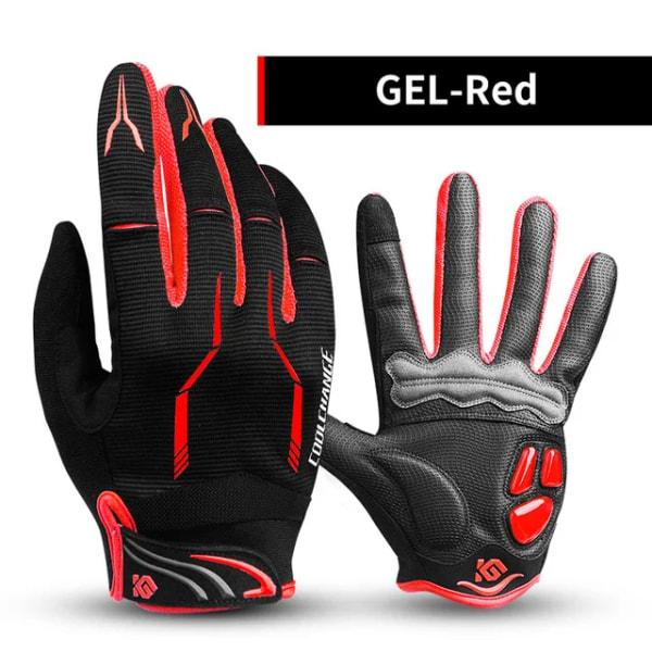 CoolChange Touch Screen Cykelhandskar för män GEL Pad Full Finger Bike Cykelhandskar MTB BMX Road Mountain Bike Cykelhandske Red L