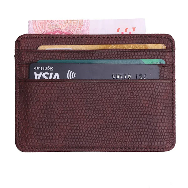 Liten Mini Travel Lizard Mönster Läder Bank Business ID- case För män Kvinnor Med ID-fönster 2020 Ny coffee