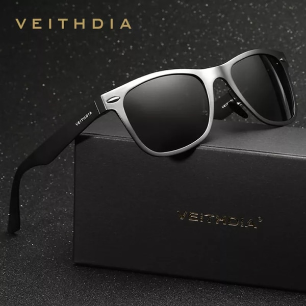 VEITHDIA Solglasögon Märkesdesigner Aluminium Magnesium Herr Solglasögon Dammode Utomhusglasögon Tillbehör för män/kvinnor Blue Original Package
