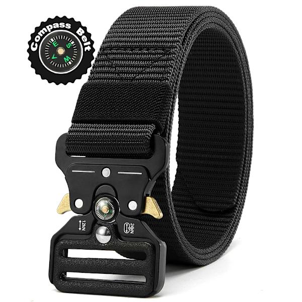 Herrbälte Army Utomhus Jakt Kompass Taktisk Multi Combat Survival Marine Corps Canvas För Nylon Man Lyxbälten ZNZYD-BK 125cm