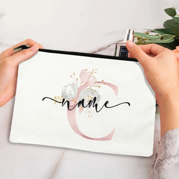 Custom Personalization Print Kvinnor Kosmetisk väska Utomhus sminkväska Resetoalettsaker Organizer Kvinnlig förvaring Sminkfodral D1pinkbwV