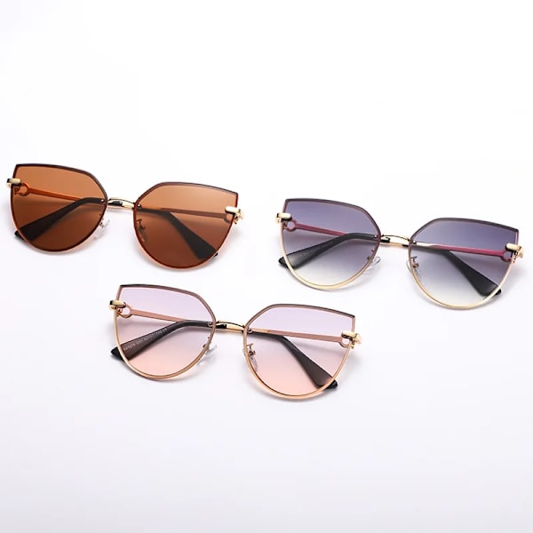 HKNA Oversized Cateye Solglasögon Dam Lyxmärke Glasögon Dam/Män Gradient Glasögon Dam Metall Gafas De Sol Mujer uv400 GrayPink Free Cloth