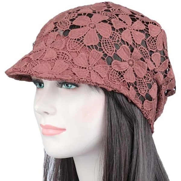 Mode Baseballkeps med Spetsblommor för Kvinnor Mjuka Beanie-mössor Bonnet-hatt Sommar Skullies Beanies Casual Hattar Hip Hop Visir dark orange Head 56 to 58 cm