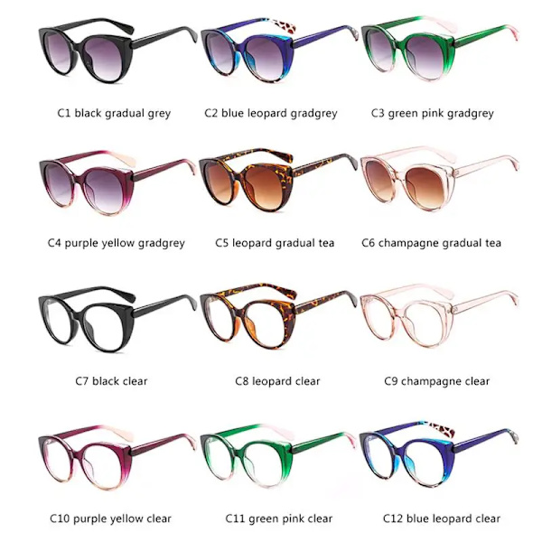 Lyxiga Cat Eye Solglasögon Dam Oversized Gradient Glasögon Retro Blue Leopard Shades lunette de soleil femme C8 leopard clear AS SHOW