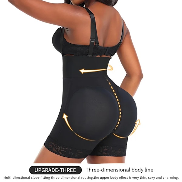 Damunderkläder Dubbel högkompression timglas Waist Trainer Butt Lifter Postoperativa shorts Fajas Colombianas 98-D1598 Black 4XL