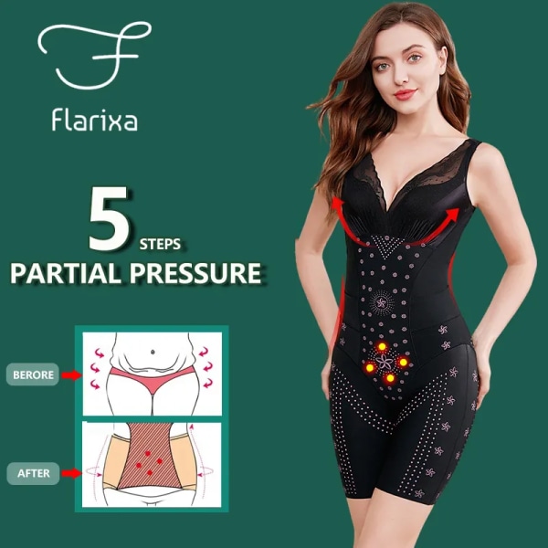 Flarixa Ice Silk Seamless Body Shapewear efter förlossning Dam Justerbara breddningsremmar Sexig Body Dam Trosor Butt Raiser BLACK 3XL