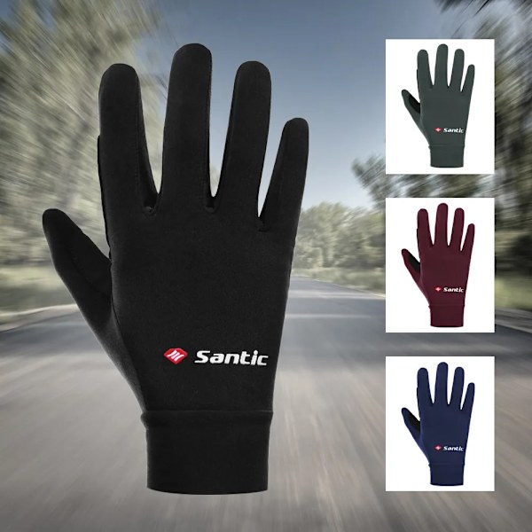 Santic Cykelhandskar för män Cykel MTB Warm Plus Fleece Kallsäker Pekskärmscykel Helfingerhandskar Vinter Asian Storlek W0P079 W0P079V M