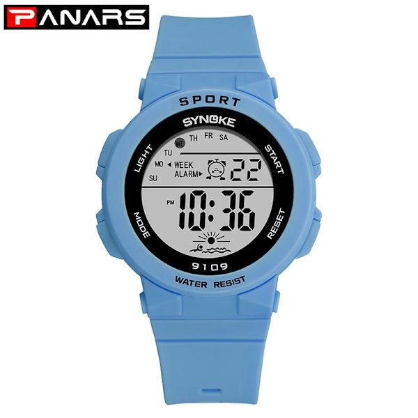 PANARS Watch Multi Vattentät Sport LED-larm Stoppur Digitalt barnarmbandsur för damer watch pojke present White
