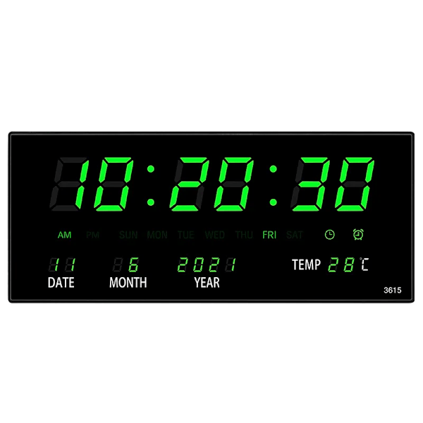 Lysande Digital Väggklocka Alarm Timvis Ringsignal Temperatur Datum Kalender Bordsklocka Elektronisk LED-klocka Dekoration Med Kontakt Red