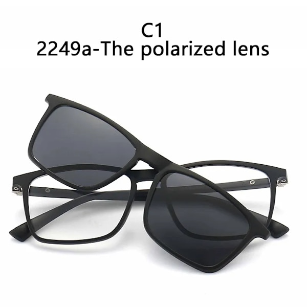 5PCS Magnetisk polariserad klämma på solglasögon Damer Män Plastram för nattkörning Solglasögon UV400 2249A-C1-Polarized