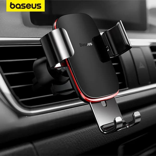 Baseus Gravity Biltelefonholder Luftventil Universal kompatibel med iPhone Redmi Note 7 Smartphone Bil Support Clip Mount Holder Stand Dark Grey
