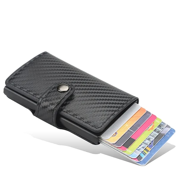 Ny herr kreditkortshållare herrplånbok kolfiber RFID blockerande läder case Korthållare skyddsväska för kvinnor 9123 black