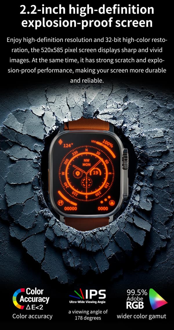 Vwar ZD8 Ultra Max Plus Smartwatch Kompas 2.2 \" Black Alpine Black