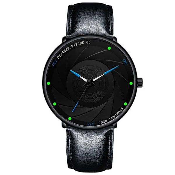 Minimalistiska herrmodeklockor Ultratunt rostfritt stål Mesh -bälte Quartz Watch Herr Casual Läderklocka reloj hombre Leather Black Blue