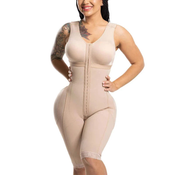 Kvinnor 3 i 1 Shapewear Helkroppsformare Bantning Bodysuit Waist trainer Lårtrimmer Rumplyft Efter operation Kompressionsplagg Beige 4XL