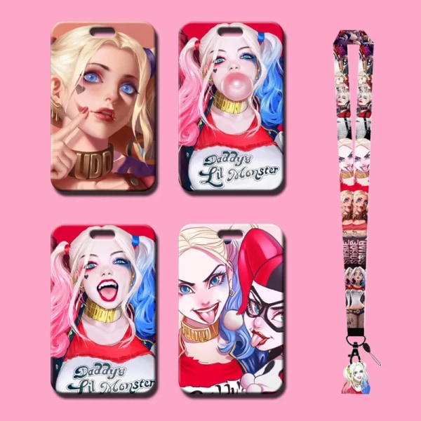 1 set Quinn Card holdre Anime Badge Anti-Lost Lanyard Student måltidskort Skyddsärm Busskort måltidskort hänge XCN-1