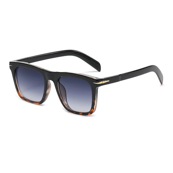 2022 klassiska fyrkantiga solglasögon för män Modemärke Designer Nit Retro Solglasögon för kvinnor UV400 Beckham Style Driver Glasögon black leopard AS
