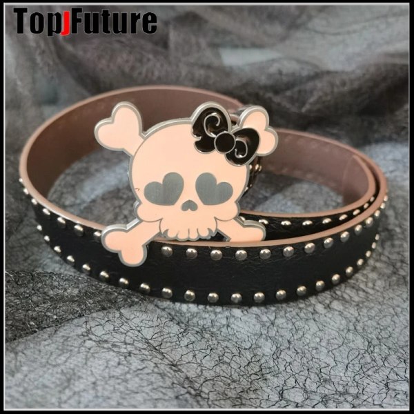 Kvinnor Tjej Män dekorera Gothic Lolita Punk Harajuku skalle latskapsbälte midjebälte Gpthic Lolita cosplay festbälte present STYLE11 105-110CM