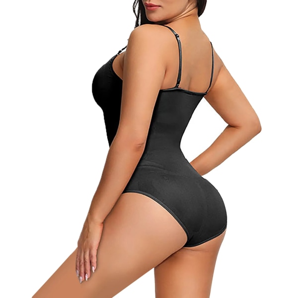 Shapewear Bodysuit String för Kvinnor Magkontroll Stroppa Body Shaper Slimming Body med inbyggd BH Deep V Shapers Coffee L