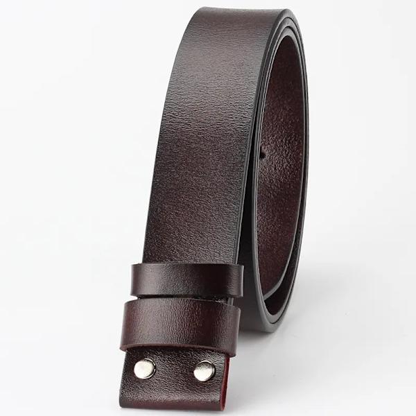 Cowskin Cow Bälte i äkta läder Inget spänne för smidigt spänne Cowboy 5 färger Bälten Body utan spänne för män Tillbehör Auburn 100cm