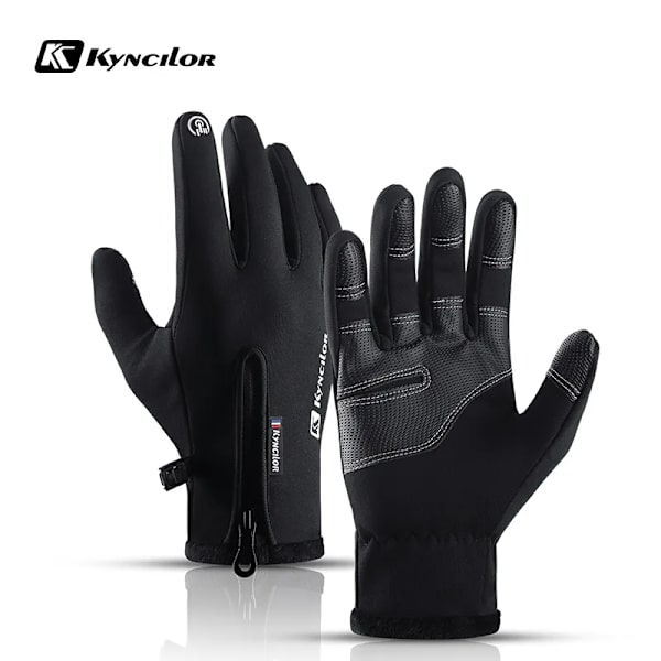 Kyncilor Herr Dam Vinterhandskar Touch Vattentäta Cykelhandskar Sporthandske Thermal fleece Motorcykel Löp Skidhandskar A0020-BU M