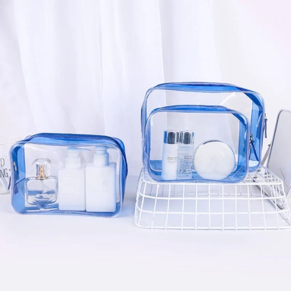 1st Kvinnor Resor Genomskinlig sminkväska Organizer Transparent PVC kosmetikapåsar Skönhet Toalett Sminkpåse Tvätta Förvaringspåsar Påse Black(.713) M(.713)