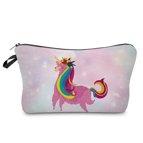 Sminkväska Värmeöverföring Härlig kosmetisk väska med print Liten toalettväska för damer och flickor Presenter Högkvalitativt case 307-21 Alpaca Bag