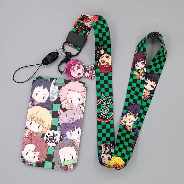 1 Set Demon Slayer Anime Kortfodral Kort Nyckel Lanyard Cosplay Badge ID-kort Hållare Halsband Nyckelringar Kamado Nezuko GMP-Y