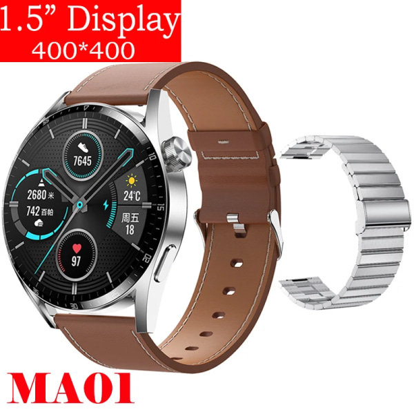 Ny Smart Watch Herr Android GT3 IP68 Vattentät NFC Smartwatch Trådlös Laddning Bluetooth Ring Herr Watch för Br Le-Si St Zu smart watches
