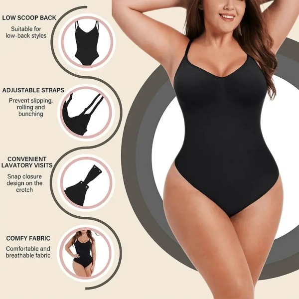 Stringtrosa Sömlös Bodysuit Shapewear För kvinnor Magkontroll Slimming Slida Push Up Buken Body Shapers Linnen Beige XL