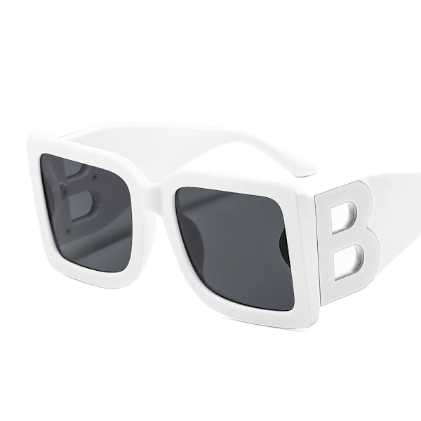 Modedesigner Fyrkantiga Solglasögon För Kvinnor Män Retro Oversized Båge Lyxiga Solglasögon Ins Trendiga nyanser UV400 Dam Eyegl White Grey As the Picture