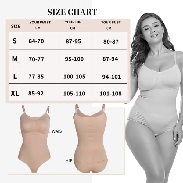 Kvinnor Body Shapewear Slät kropp Briefer Butt Lifter Magkontroll Body Shaper Extra fast sömlös One Piece Shaper med BH Black L